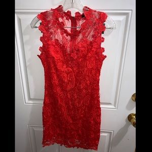 Entry Red Lace Mini Dress